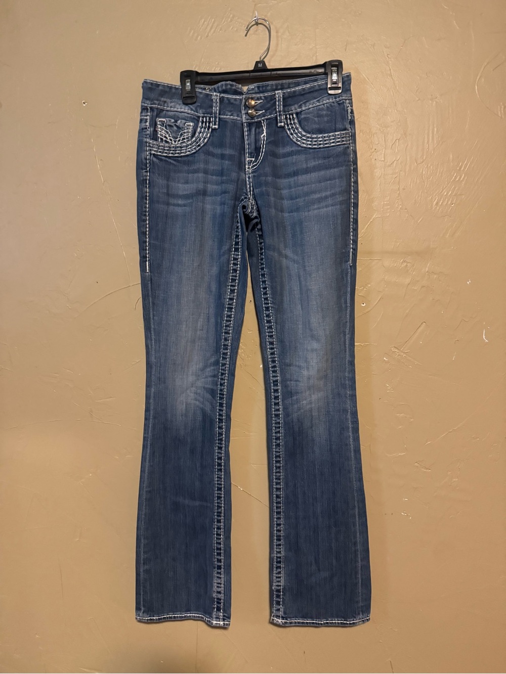 Vigoss Dark Blue Flared Jeans with Contrast Stitching
